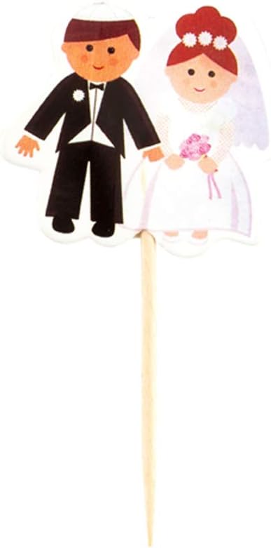 Restaurantware Top Cake 3.2 X 1.5 Inch Cake Toppers 10 Bride And Groom Cake Topper Inserts - Sturdy Wedding Theme Black And White Paper Cake Decoration For Wedding Parties Anniversaries