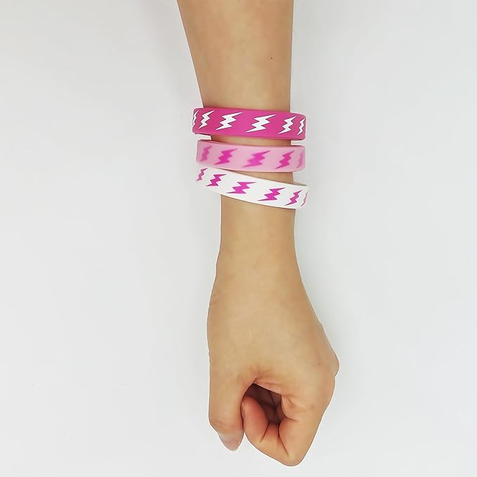 CupaPlay 24PCS Lightning Bolt Rubber Bracelets Lightning Weather One Happy Dude Theme Party Supplies Decorations baby shower Party Silicone Wristbands Party Favors