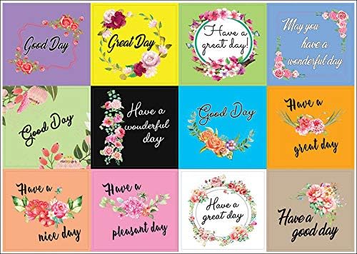 Creanoso Flower Theme Greetings Stickers (10-Sheet) – Total 120 pcs (10 X 12pcs) Individual Small Size 2.1 x 2. Inches, DIY Decoration Art Decal for Boys & Girls, Children, Teens