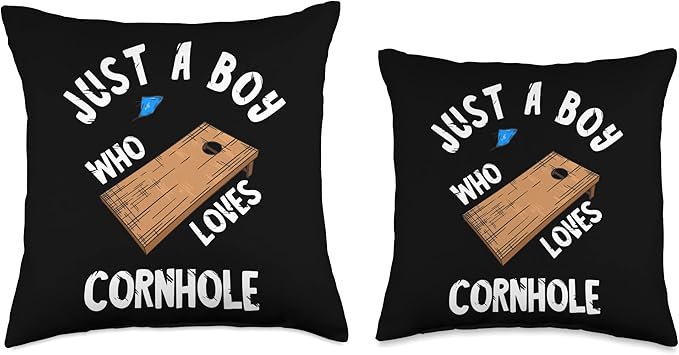 Just A Boy Who Loves Cornhole Game Tossing Bag Team Throw Pillow, 16x16, Multicolor