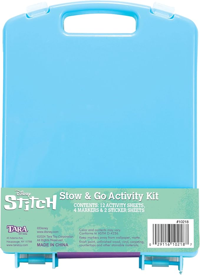 Disney Stitch Stow & Go Activity Kit, 17-Piece Travel Art Set, Preschool, Kids Toys for Ages 3 Up