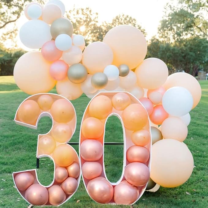 Mosaic Balloon Numbers Frame Marquee Light Up Number 3 Pre-Cut Large Foam Board Sign Cut-out for Boy Girl Birthday Backdrop Anniversary Decoration