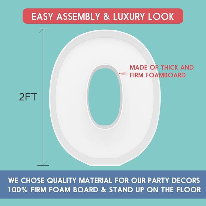 2FT Letter O Mosaic Balloon Frame Letter DIY Fillable Letters Kit for Birthday Party Wedding Backdrop Decor