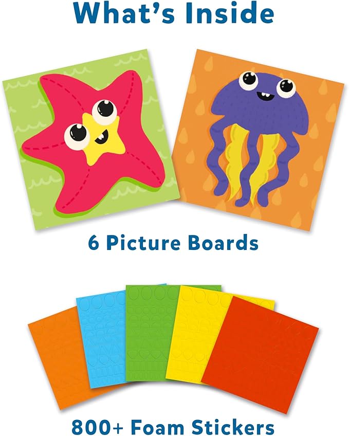 Skillmatics Art Activity - Fun with Foam Underwater Animals, No Mess Felt Sticker Art for Kids, DIY Craft Kits, Gifts for Boys & Girls Ages 3, 4, 5, 6, 7, Travel Toys