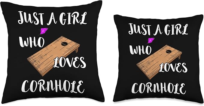 Just A Girl Who Loves Cornhole Board Game Tossing Bag Team Throw Pillow, 18x18, Multicolor