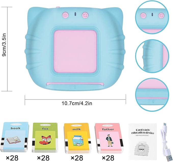 Talking Flash Cards for Todders,Christmas Birthday Gifts for Age 1 2 3 4 5 Years Old.Montessori Toys,Autism Sensory Toys,Speech Therapy Learning Educational Toys with 224 Sight Words-Blue
