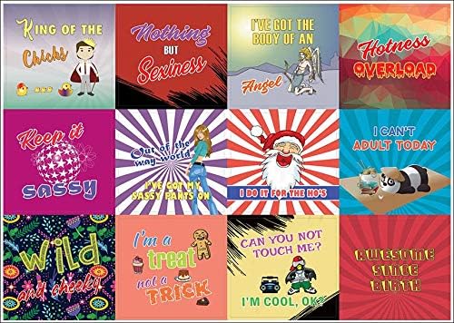 Creanoso Cheeky and Funny Stickers Series 3 (10-Sheet) - Total 120 pcs (10 X 12pcs) Individual Small Size 2.1 x 2. in, Waterproof, Unique Themes Designs, Any Flat Surface DIY Decoration Art Decal