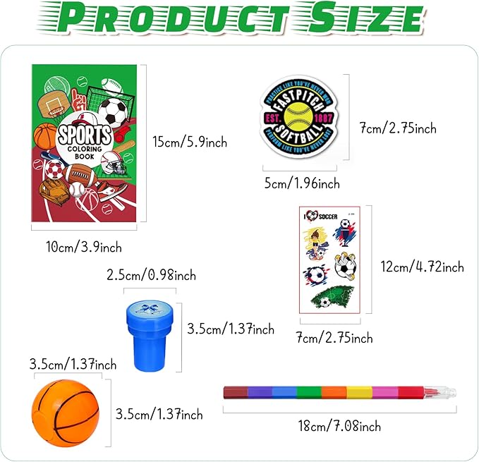 Cinrobiye 72 Pieces Sports Party Favors,Sports Goodie Bags Fillers ,Sports Coloring Book with Crayons,Ball birthday Party Supplies,Sports Games Class Prizes Gift for Classroom Sports School Party