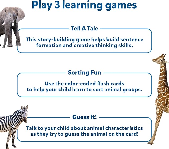 Skillmatics Thick Flash Cards for Toddlers - First 100 Animals, Montessori Toys & Educational Games, Preschool Learning for Kids Ages 1, 2, 3, 4 Years