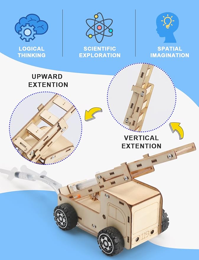 Poraxy 5 Set STEM Kits for Kids Ages 8-10, Model Car Kits, Wooden 3D Puzzles, Educational Science Experiment Kits, Building Toys for Ages 8-13, Gifts for Boys and Girls 7 8 9 10 11 12 13 Year Old