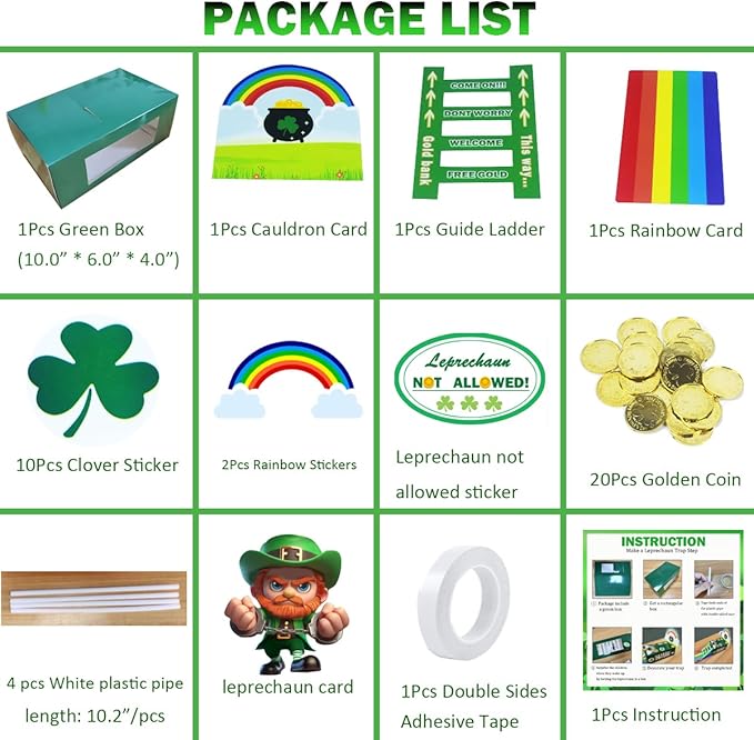 DQFAQYY St Patricks Day Decorations DIY to Catch a Leprechaun Trap Craft Kit for St Patricks Day Party Supplies