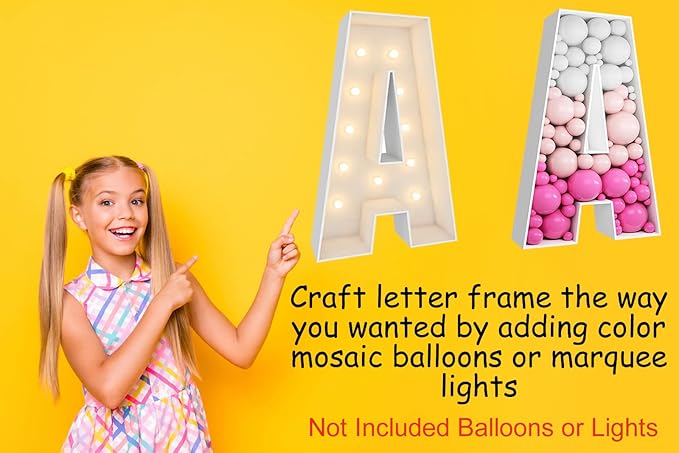 3FT Tall Mosaic Balloon Frame Letters Big Marquee Light Up Letters DIY Kit for Birthday Party Wedding Backdrop Decor Letter C Pre-Cut Foam Board