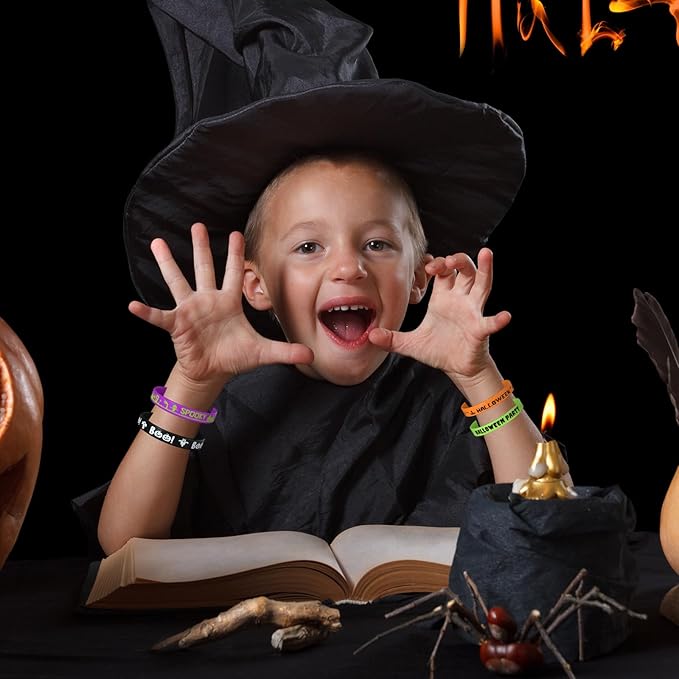 NEBURORA 72 Pcs Halloween Rubber Bracelets Silicone Wristbands Halloween Party Favors Trick or Treat Gifts Goodie Bag Stuffers