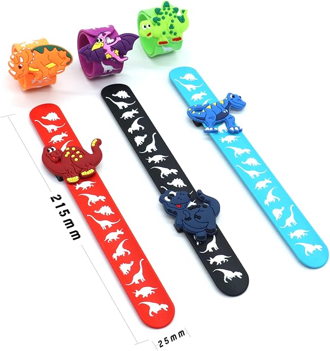 Dinosaur Slap Bracelets for Kids Party Favors-Dinosaur Theme Goodie Bag Stuffers(6pack) for Boys&Girls Dinosaur Theme Party Supplies Carnival Prizes Suit Classroom Exchanging Gifts