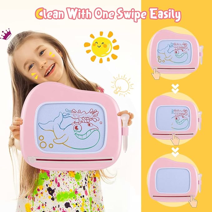 Smasiagon Magnetic Drawing Board for Kids- Girls Toys for Toddler 1-3 - Portable Doodle Board Educational Toys for Ages 2-4 - Birthday Easter Valentines Day Gift(Pink