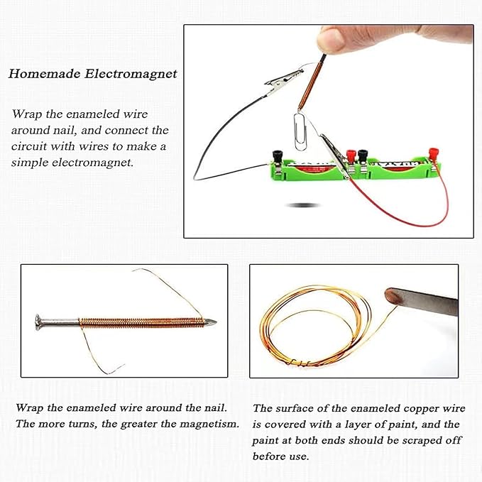 Electricity and Magnetism Experiment Kit for Kids Students,School Physics Labs Basic Circuit Electricity Learning Starter Kit,DIY STEM Electromagnetism Kit Educational Toys for Child