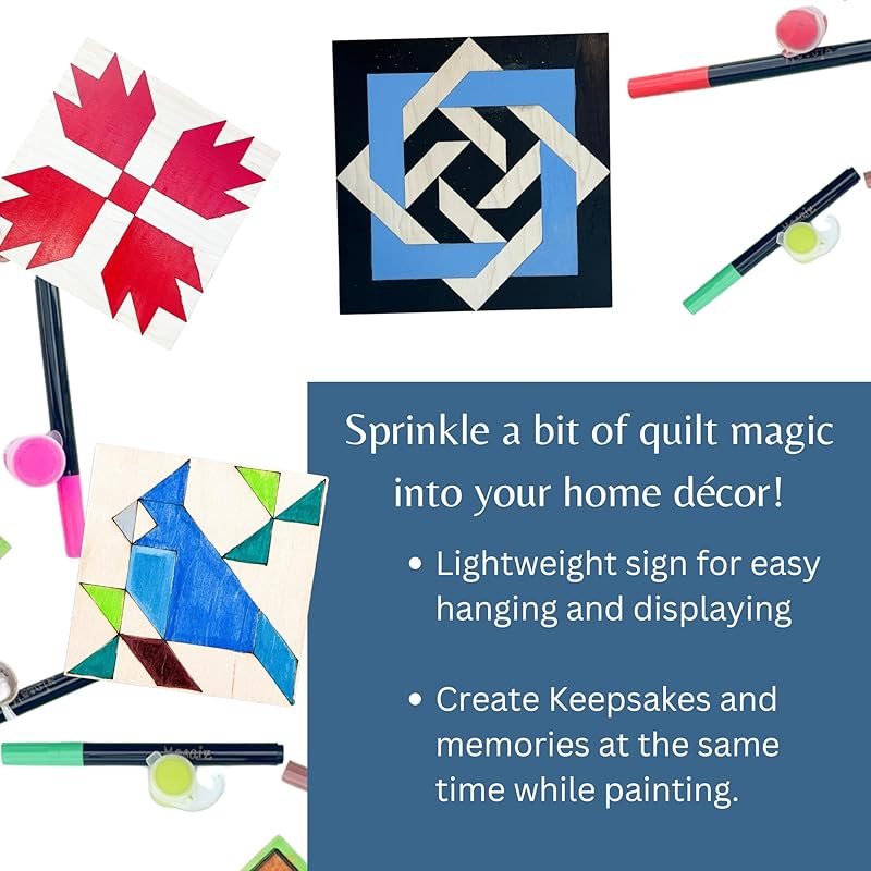 Unfinished Barn Quilt Kit Tangled Square Wooden Sign to Paint, Country Decor Wall Art Painting Wood Quilts Block Kits (6 inches, Slip Knot) AVTRBoutique