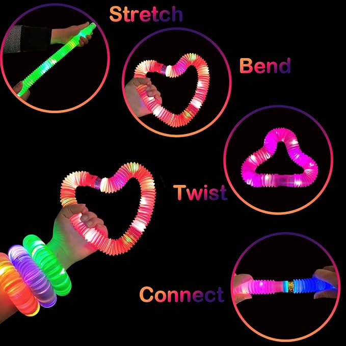 Glow Sticks Party Pack 12 PCS-Valentines Glow in Dark Party Favor Supplies for Kids,Light Up Glow Necklaces Bracelets Accessories for Toddlers,Neon Party Decorations for Mardi Gras Birthday Camping