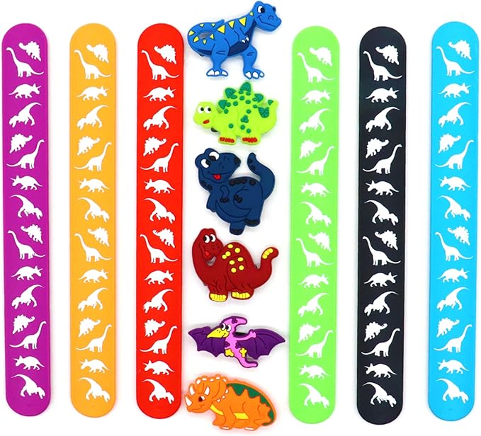 Dinosaur Slap Bracelets for Kids Party Favors-Dinosaur Theme Goodie Bag Stuffers(6pack) for Boys&Girls Dinosaur Theme Party Supplies Carnival Prizes Suit Classroom Exchanging Gifts