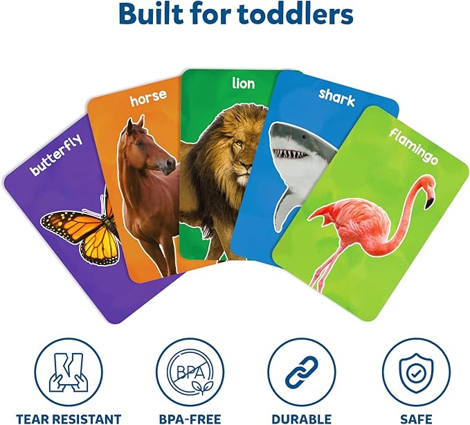 Skillmatics Thick Flash Cards for Toddlers - First 100 Animals, Montessori Toys & Educational Games, Preschool Learning for Kids Ages 1, 2, 3, 4 Years