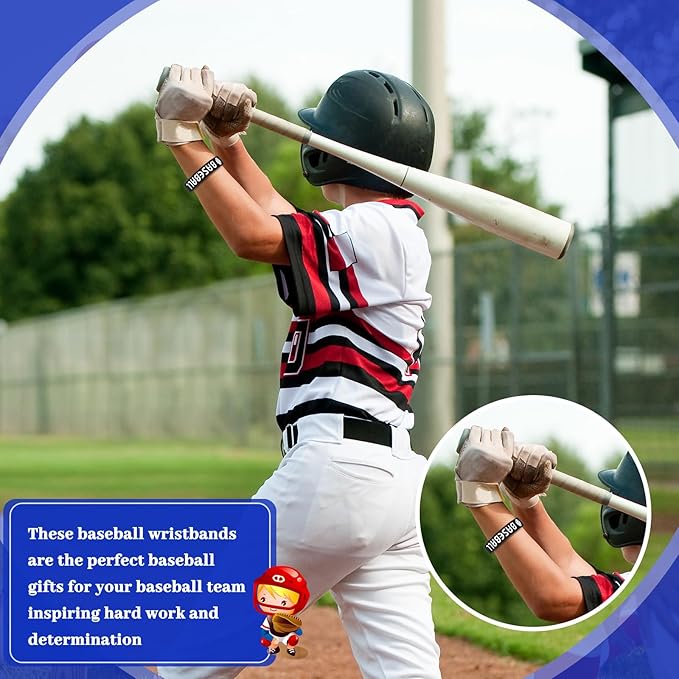 Deekin 36 Pcs Baseball Motivational Silicone Wristband Baseball Bracelets Baseball Party Favors Baseball Gifts Sports Prizes Birthday Party Supplies Goodie Bag Stuffers Carnival Events, 3 Style