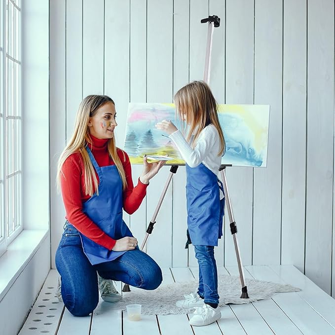Portable Artist Easel Stand, Art Drawing Easels for Painting Canvas Wedding Signs & Display,Adjustable Height Painting Easel with Bag, Height from 17" to 60",Silver