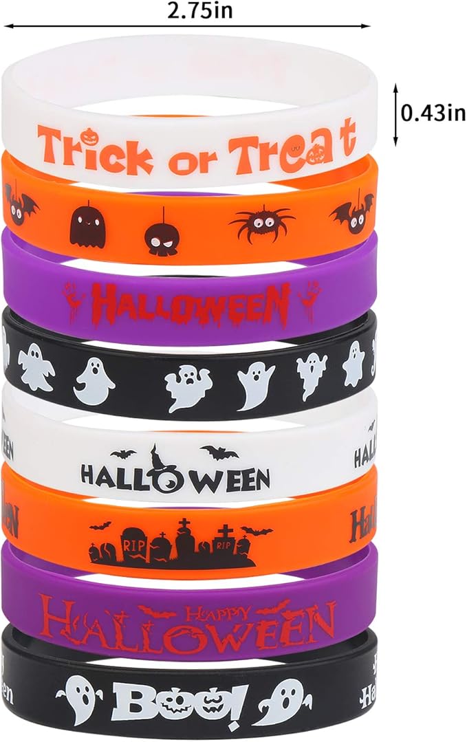 DIYASY Halloween Silicone Wristbands,40 Pcs Rubber Bracelets Halloween Party Favor Trick or Treat Gifts and Goodie Bag Fillers
