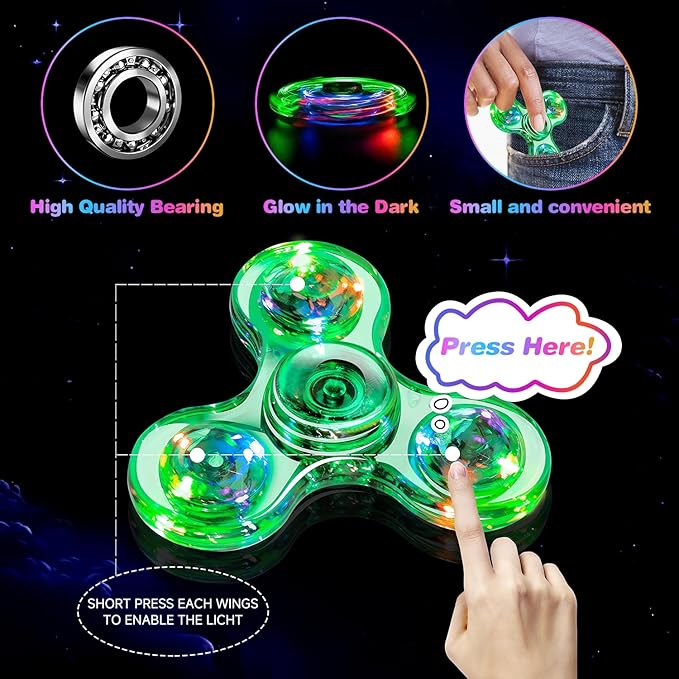 FIGROL 5 Pack Fidget Spinners|LED Light Up Fidget Spinners for Children|Party Favors|Goodie Bag Stuffers Classroom Prizes