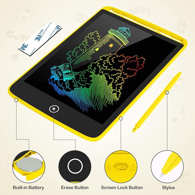 2 Pack LCD Writing Tablet, Colorful Screen Doodle Board 8.5 Inch Drawing Tablet for Kids, Learning Toys Birthday Gifts Travel Activity Games for 3 4 5 6 Year Old Boys and Girls Toddlers(Yellow Green)