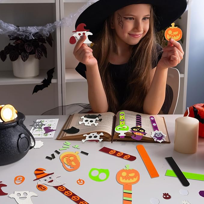 Halloween Crafts for Kids, 24Pack Halloween Bookmark DIY Craft, Halloween Party Favor Trick or Treat, Halloween Goodie Bag Gifts Toys, Halloween Classroom Prizes for Kids Art Activities