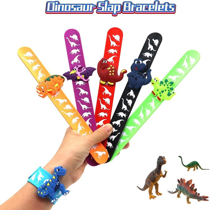 Dinosaur Slap Bracelets for Kids Party Favors-Dinosaur Theme Goodie Bag Stuffers(6pack) for Boys&Girls Dinosaur Theme Party Supplies Carnival Prizes Suit Classroom Exchanging Gifts