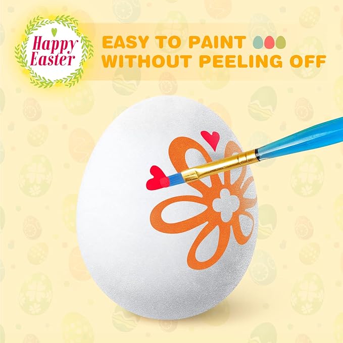 Easter White Eggs Painting Kit-Paintable Hanging Flocking Eggs with Rope, Doodle Kit for DIY Design, Easter Decoration, egg Hunts, Basket Fillers, Easter Gift,28PCS
