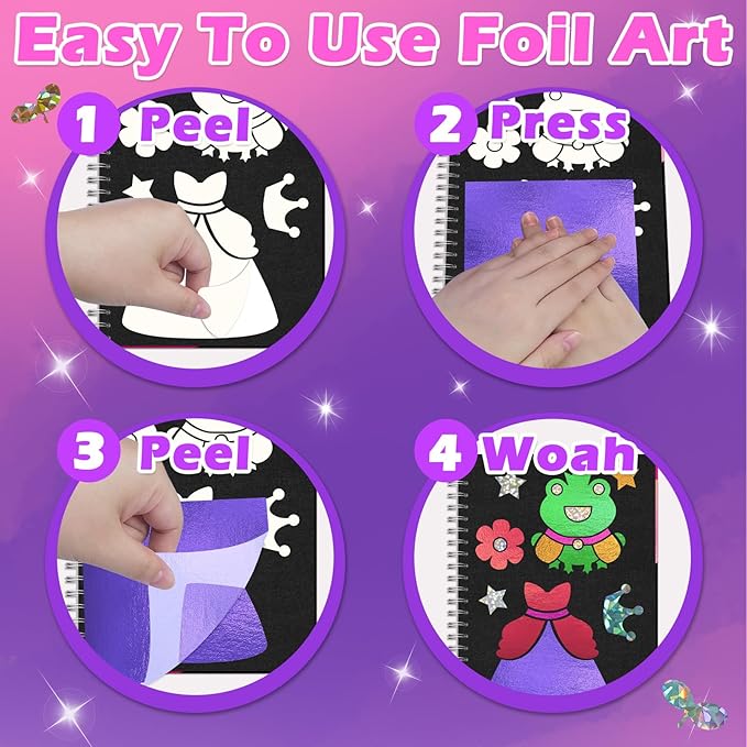 SOOVSY Art & Craft Activity Toys Kit, Foil Animals Crafts Children Fun DIY Creative Toy of The Year, No Mess Art Kits for Kids, Gift for Boys Girls Ages… (Unicorn&Coloring)