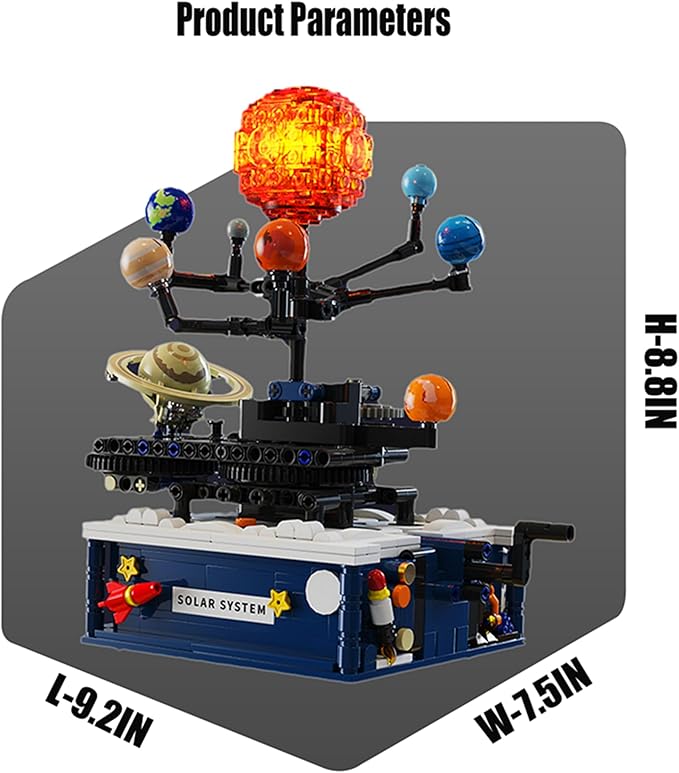 Solar System Building Toys, Rotatable Educational Toys for Science Experiments,Lighted Ornaments for The Night,Birthday Gift for Ages 8 up,Gifts for Christmas (775 Pieces)