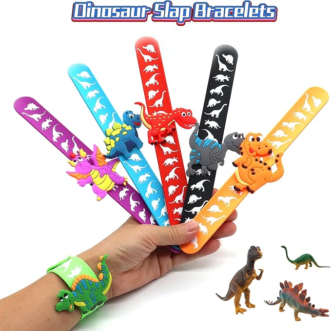 Dinosaur Slap Bracelets for Kids Party Favors-Dinosaur Theme Goodie Bag Stuffers(6pack) for Boys&Girls Dinosaur Theme Party Supplies Carnival Prizes Suit Classroom Exchanging Gifts
