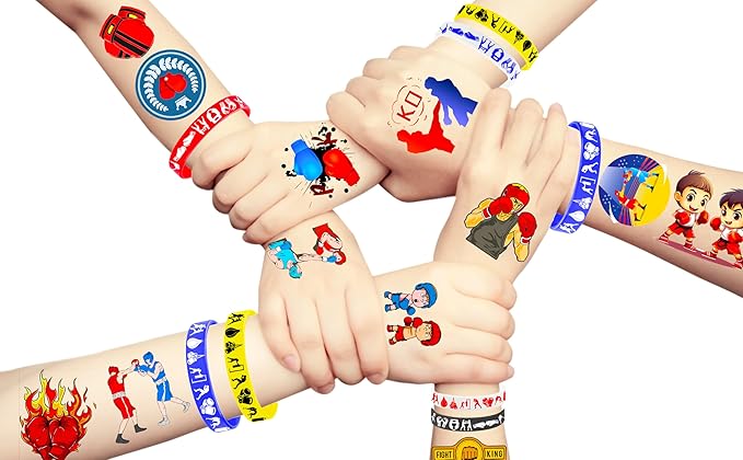 CupaPlay 24PCS Boxing Rubber Bracelets - Suitable for Boxing Fan Sports Match Themed Party Supplies Decorations Birthday Baby Shower Silicone Wristbands Party Favors