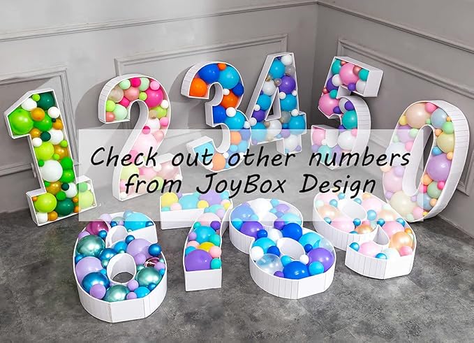 Mosaic Balloon Frame Marquee Light Up Number 2 Pre-Cut Large Foam Board Sign Cut-Out for Boy Girl Birthday Backdrop Anniversary Decoration