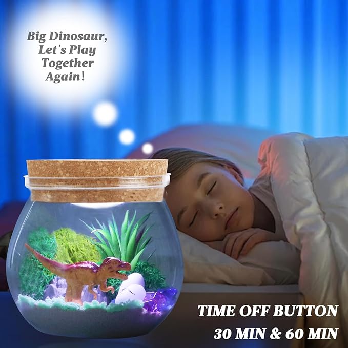 DIY Dinosaur Set Terrarium Kit for Kids, Light Up Birthday Gifts for Boys Ages 4 5 6 7 8-12 Year Old,Dinosaur Toys Arts and Crafts for Boys Kids