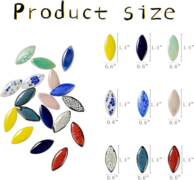 70 Pcs Petal Ceramics Mosaic Tiles for Crafts, Stained Ceramics Mosaic Supplies, Flower Leaves Mosaic Ceramics Pieces Kit for DIY Crafts Plates Picture Frames Home Decorations - Mixed Color