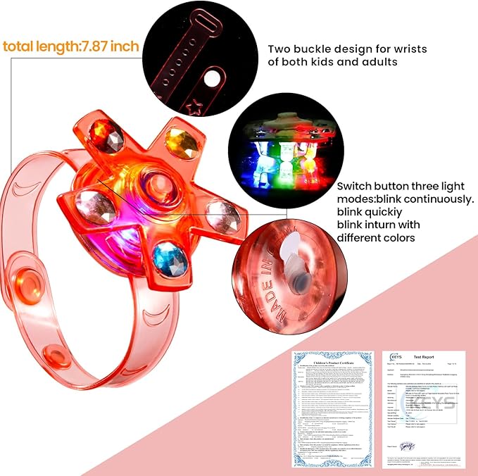 SCIONE LED Light Up Bracelets Party Favors for Kids 4-8 8-12, 48 Pack Goodie Bag Stuffers Classroom Prizes, Pinata Stuffers, Return Gifts for Kids Birthday Halloween Christmas Valentines Party Faovrs