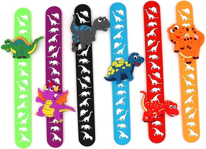 Dinosaur Slap Bracelets for Kids Party Favors-Dinosaur Theme Goodie Bag Stuffers(6pack) for Boys&Girls Dinosaur Theme Party Supplies Carnival Prizes Suit Classroom Exchanging Gifts