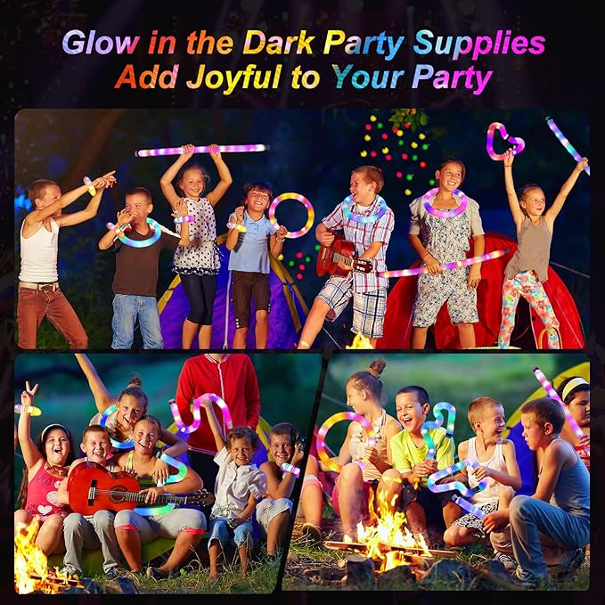 Glow Sticks Light Up Fidget Pop Tubes 18 Pack Glow in The Dark Party Supplies Toddler Sensory Toys, Glow Stick Party Pack Halloween Party Favors Goodie Bag Stuffers Christmas Return Gifts for Kids