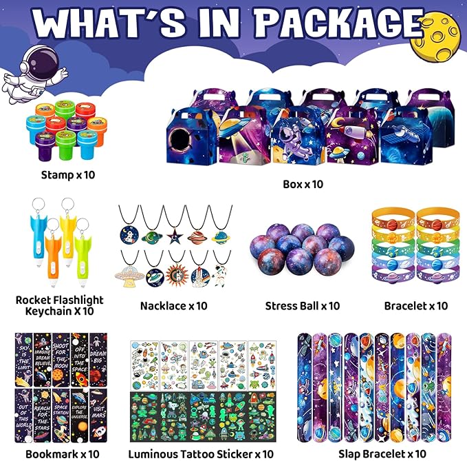 Space Party Favors, Outer Space Themed Birthday Decorations, Astronaut Gift Box for Kids (Space)