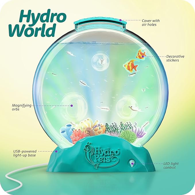 Live Sea Pets Habitat Kit, Light Up Tank - Science Experiments Kits - Educational STEM Kids Toys for Boys & Girls Age 6, 7, 8, 9, 10-12+ Year Old Toy Gifts - Hatch & Grow Aquatic HDROPT
