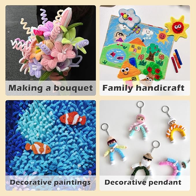 300pcs Pink Pipe Cleaners Bulk - Fluffy Craft Pipe Cleaners for Arts & Crafts, Ideal for Making Flowers, Animals & Decorations (12 x 0.24 inches)