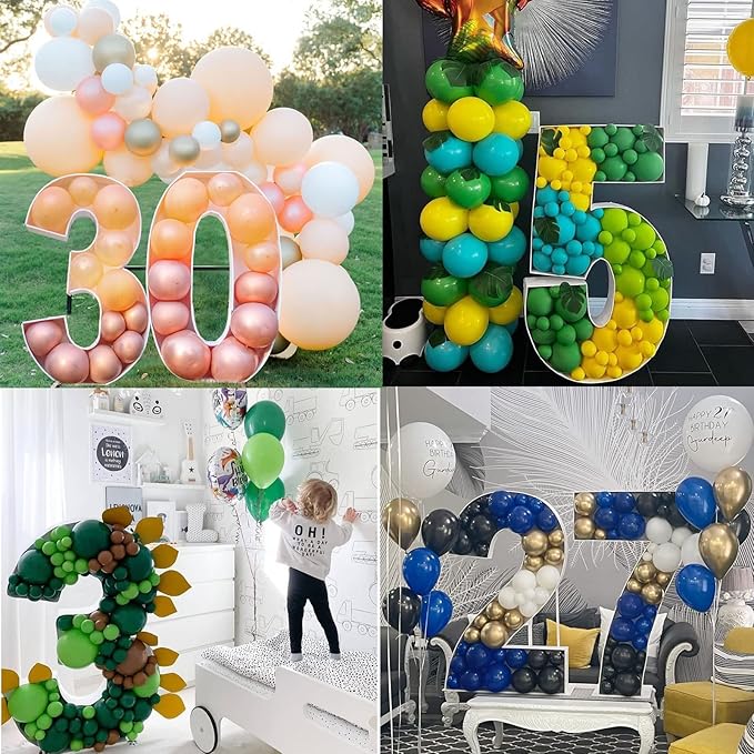 Mosaic Balloon Frame Light Up Numbers 6 Pre-Cut Tall Large Foam Board Sign Cut-out for Boy Girl Birthday Backdrop Anniversary Decoration