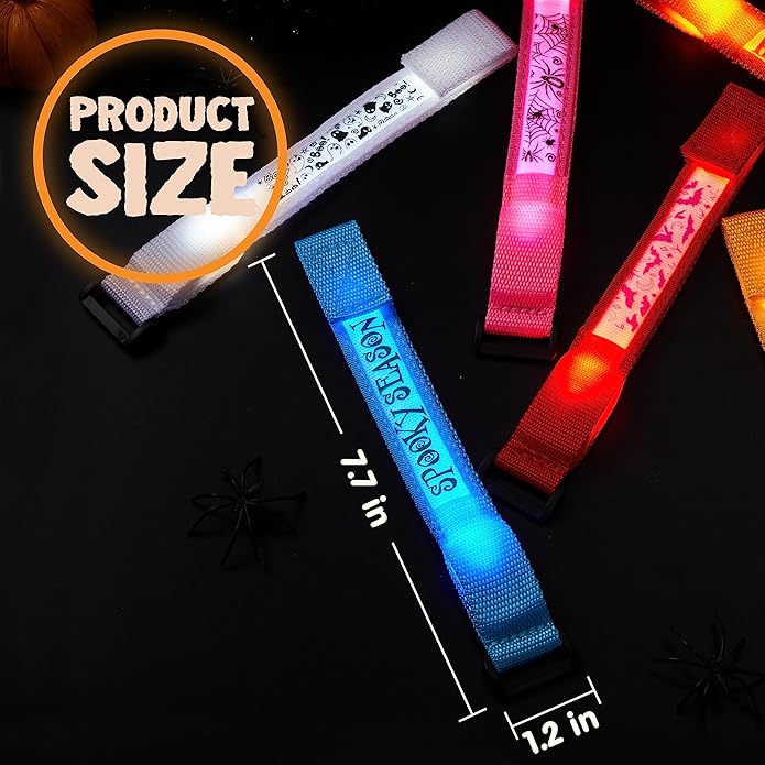 JOYIN 6 PCS Halloween Light Up Bracelets, LED Glow Flashing Wristband Toys for Kids, Glow in The Dark, Slender Wrists, Trick or Treat for Concerts, Sports, Night Events, Game Prizes, Party Favors