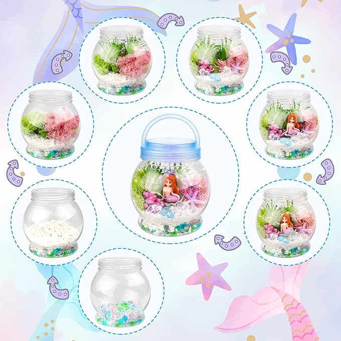 DIY Light-Up Mermaid Terrarium Kit for Kids, 3 Light Modes Mermaid Toys & Activities Kits Presents, Arts & Crafts Mermaid Gifts for Girls Age 4 5 6 7 8-12 Years Old, Birthday Gift, Bedroom Decor