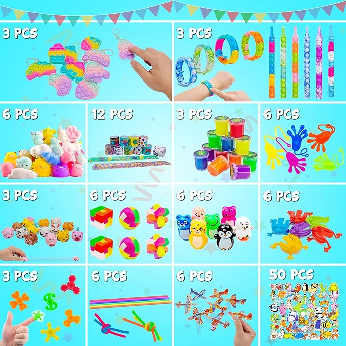 Party Favors Toy for Kids, Treasure Box Prizes for Classroom, Birthday Party, School Classroom Rewards, Carnival Prizes, Pinata Fillers, Treasure Chest, Goodie Bag Stuffers for Boys Girls 4-8-12