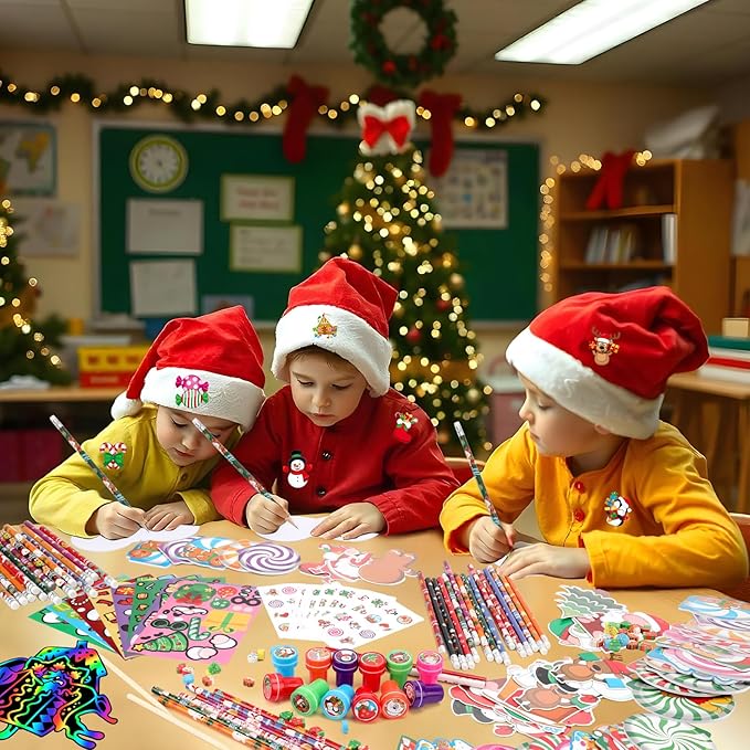 BenLouis Christmas School Stationery Set Party Favors Xmas Classroom Gift Prizes Bulk for Students Kids Holiday Stockings Pinata Filler Christmas School Goodie Bag Stuffers Decor(12set Gingerbread)